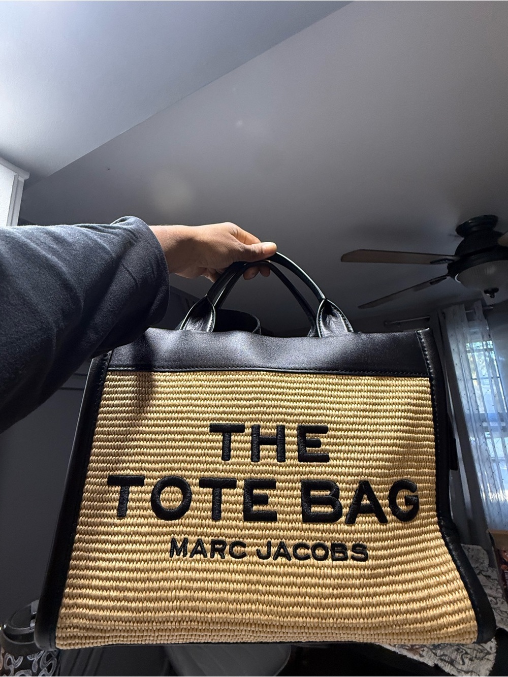 Marc Jacobs Straw Tote Bag with Black Trim